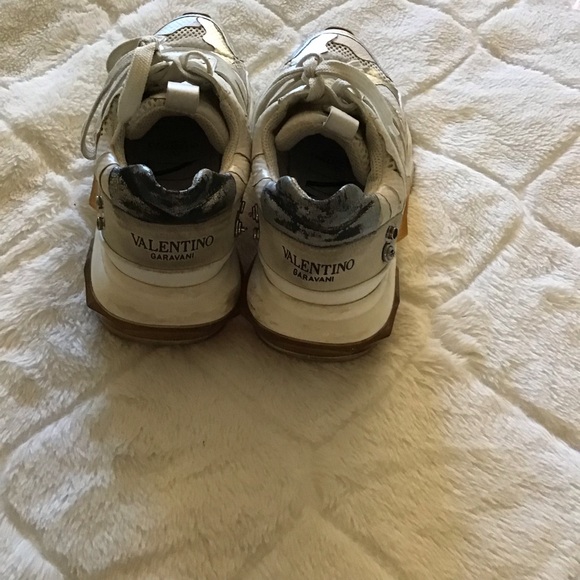 Valentino Garavani White and Silver Sneakers Modern Elegance - Picture 3 of 7